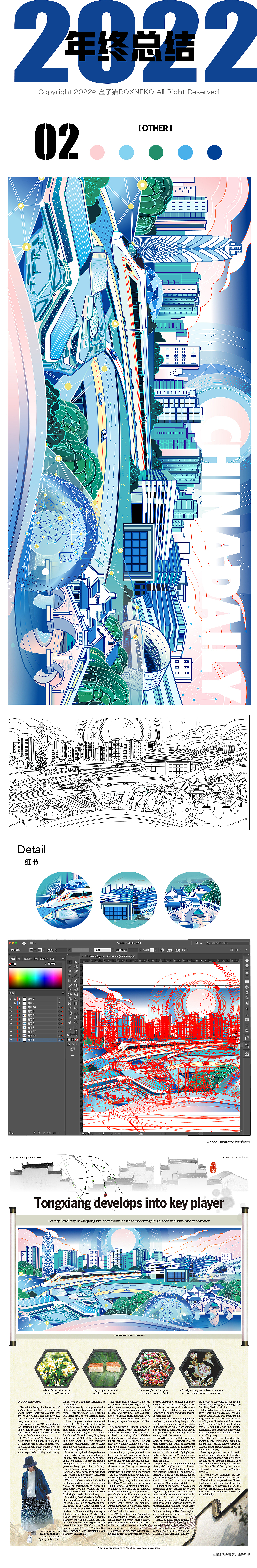 中国日报｜CHINADAILY 2022年年终总结插画作品合集（图ZMzI4NzEyMzM2） - 商业插画 - 站酷设计师盒子猫BOXNEKO原创素材 - 站酷ZCOOL