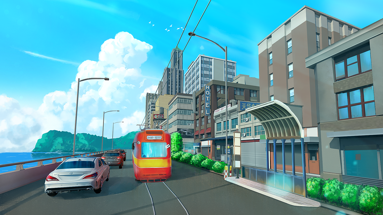 街道|插画|游戏原画|临渊羡游鱼_原创作品-站酷zcool