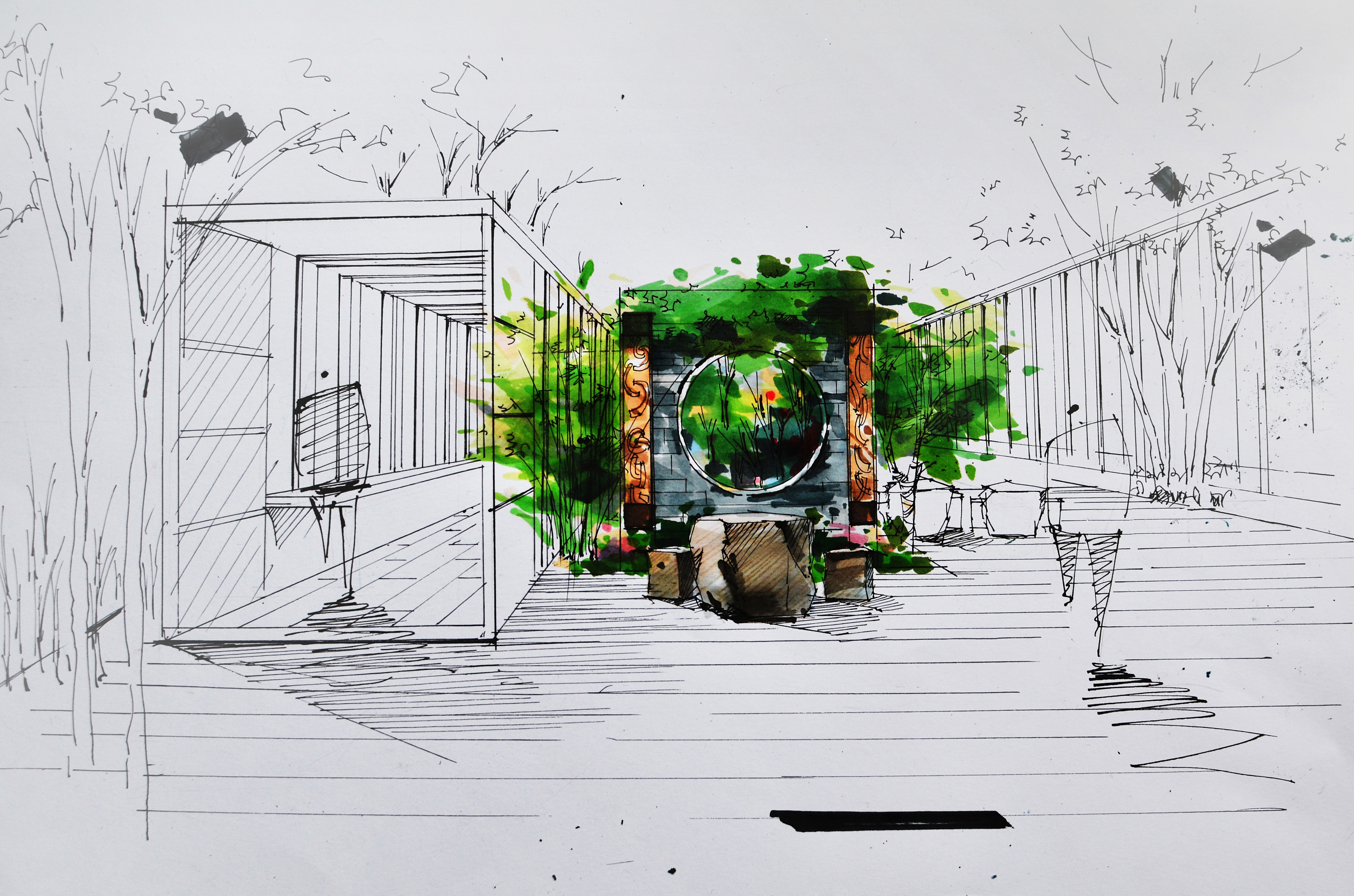 马克笔手绘景观 建筑 室内/钢笔/圆珠笔