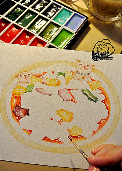 金鱼手绘美食——酸酸甜甜菠萝咕噜肉|插画|商业插画|金鱼酱jinyu