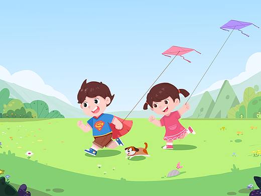 一起去放风筝吧（个人主页-ZNDYxNTEwNjQ=） - 儿童插画 - 站酷设计师赤犬原创素材 - 站酷ZCOOL
