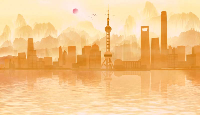 上海堡垒插画图片