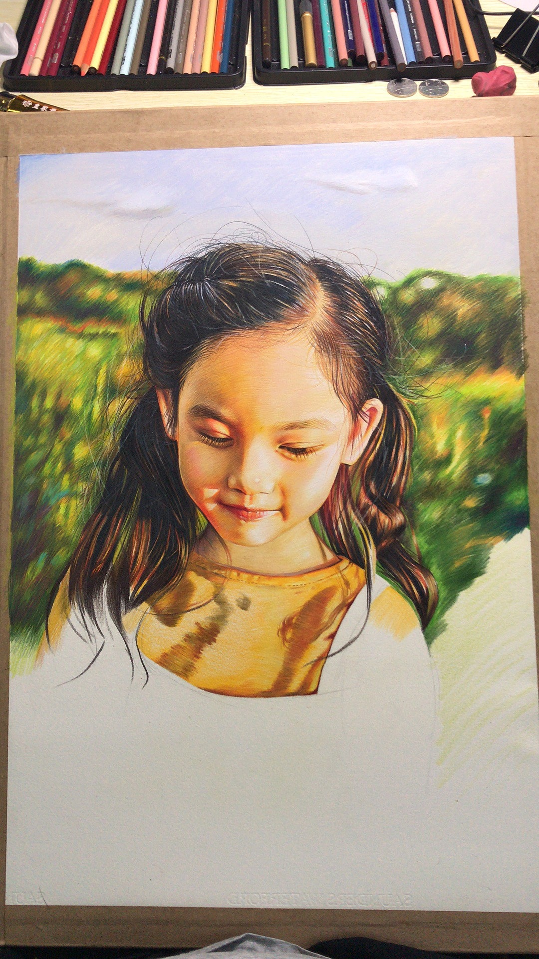 彩铅小女孩