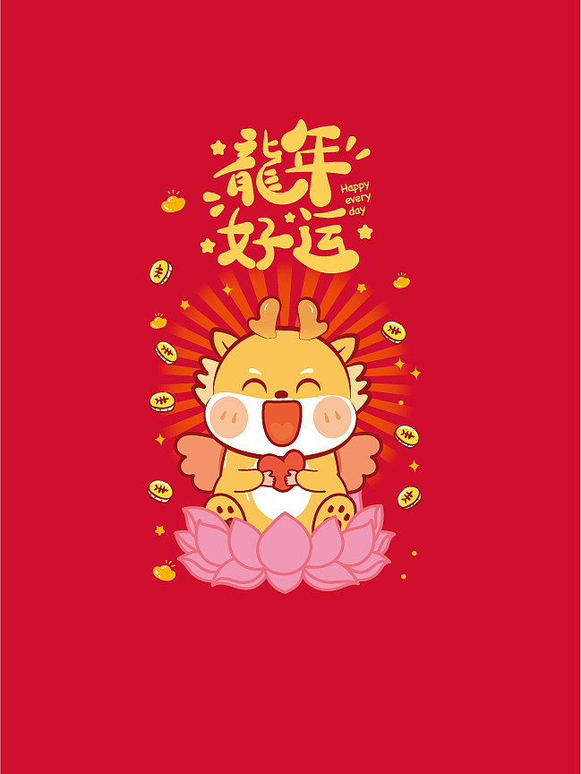 小飞龙IP龙年服饰新年衣服卫衣T恤生肖服饰红色烫画