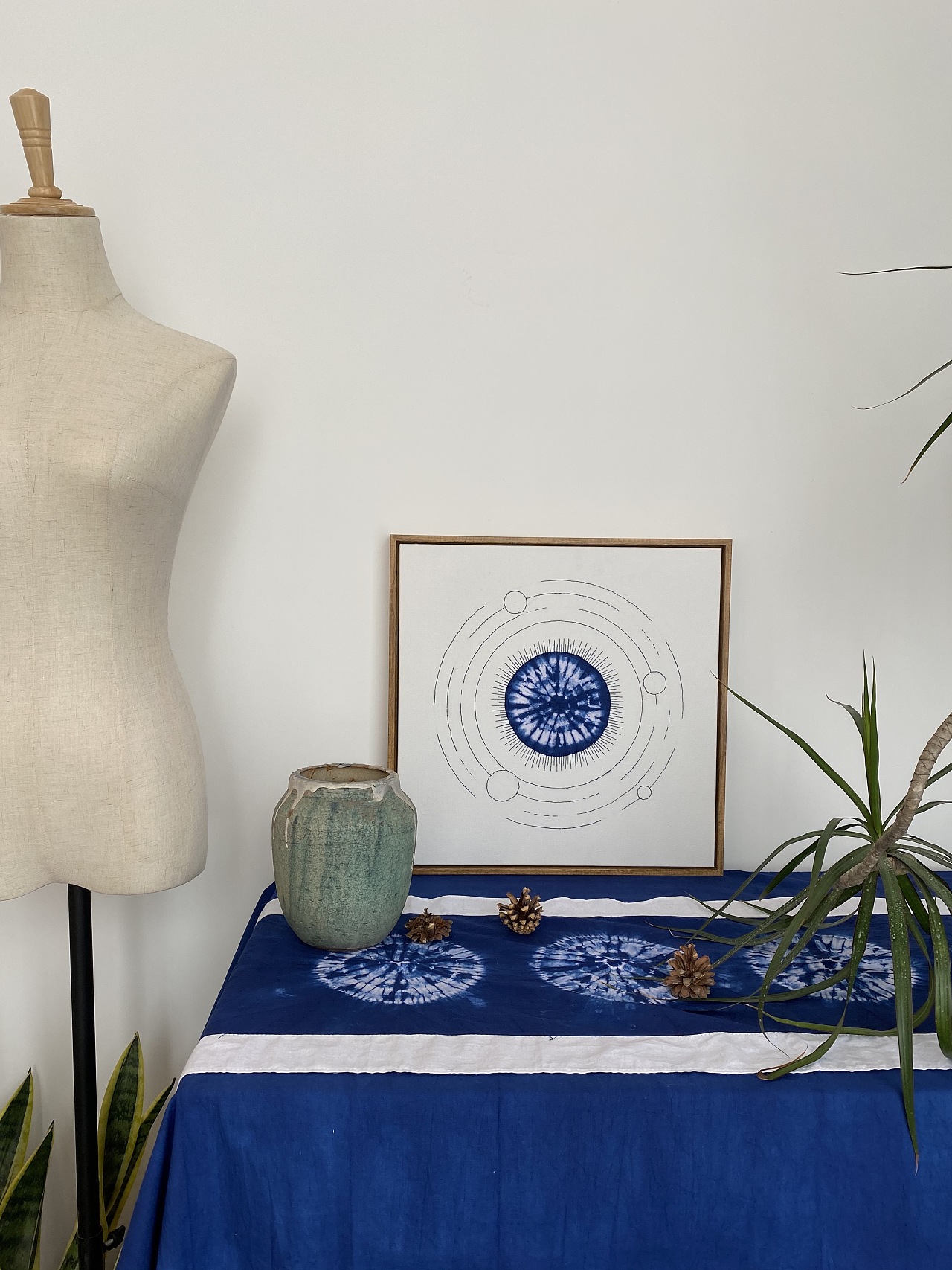 扎染蓝染刺绣手绣陈设品毕业设计