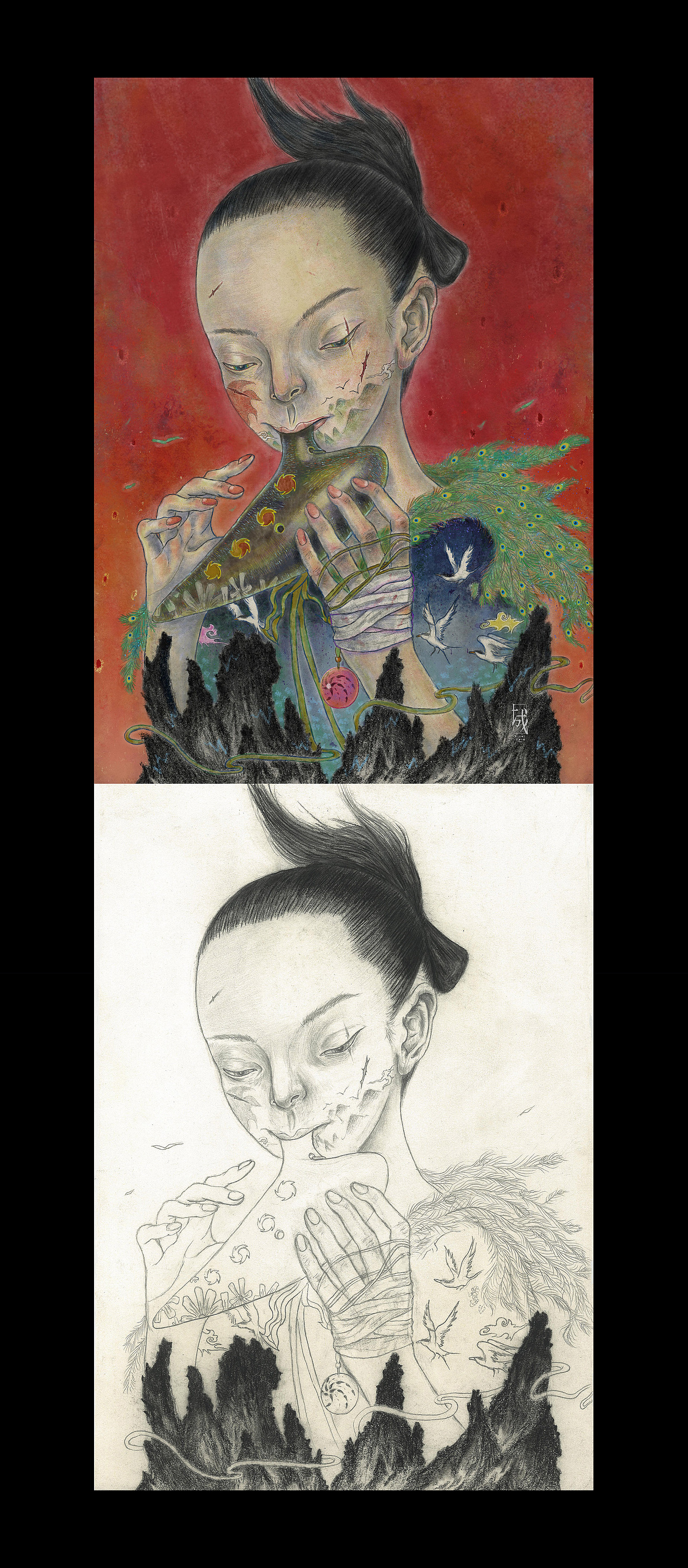 ☾☾ 落英 ☽☽ / 壹（图ZMTk4OTA4MTA0） - 艺术插画 - 站酷设计师RebrainLab原创素材 - 站酷ZCOOL