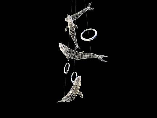 吊饰美陈dp 海洋主题商场中庭 鲸鱼美陈 海洋美陈