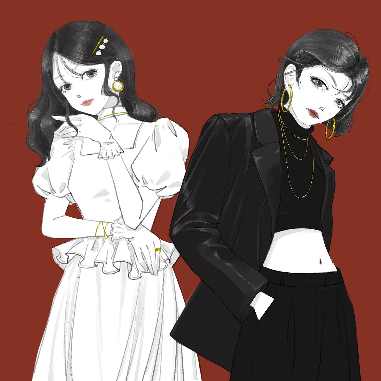 GIRLS | 插画练习（图ZMjYxNjM1NjIw） - 创作习作 - 站酷设计师西西xixiyoyoa原创素材 - 站酷ZCOOL