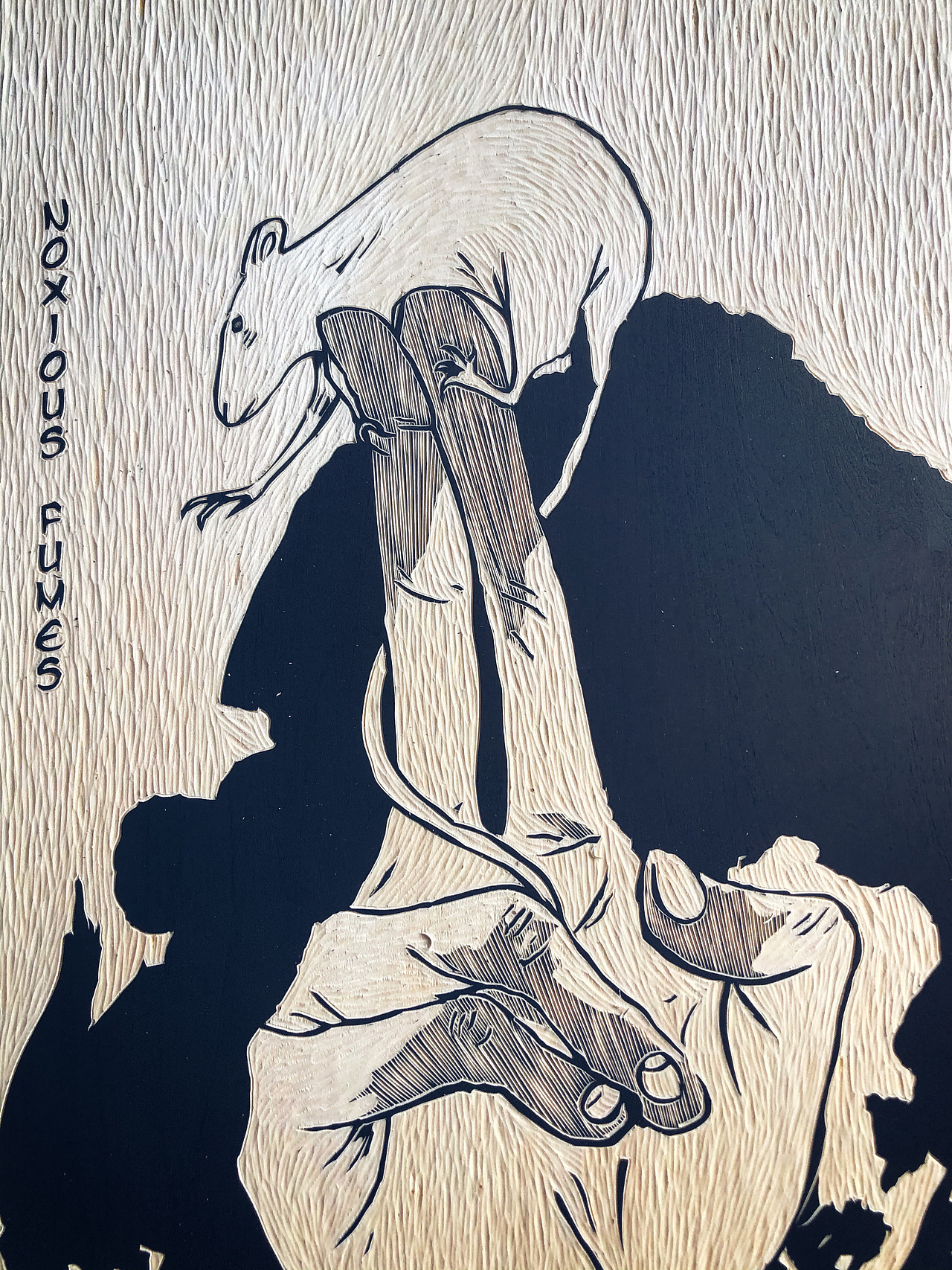 手工雕刻黑白木版画