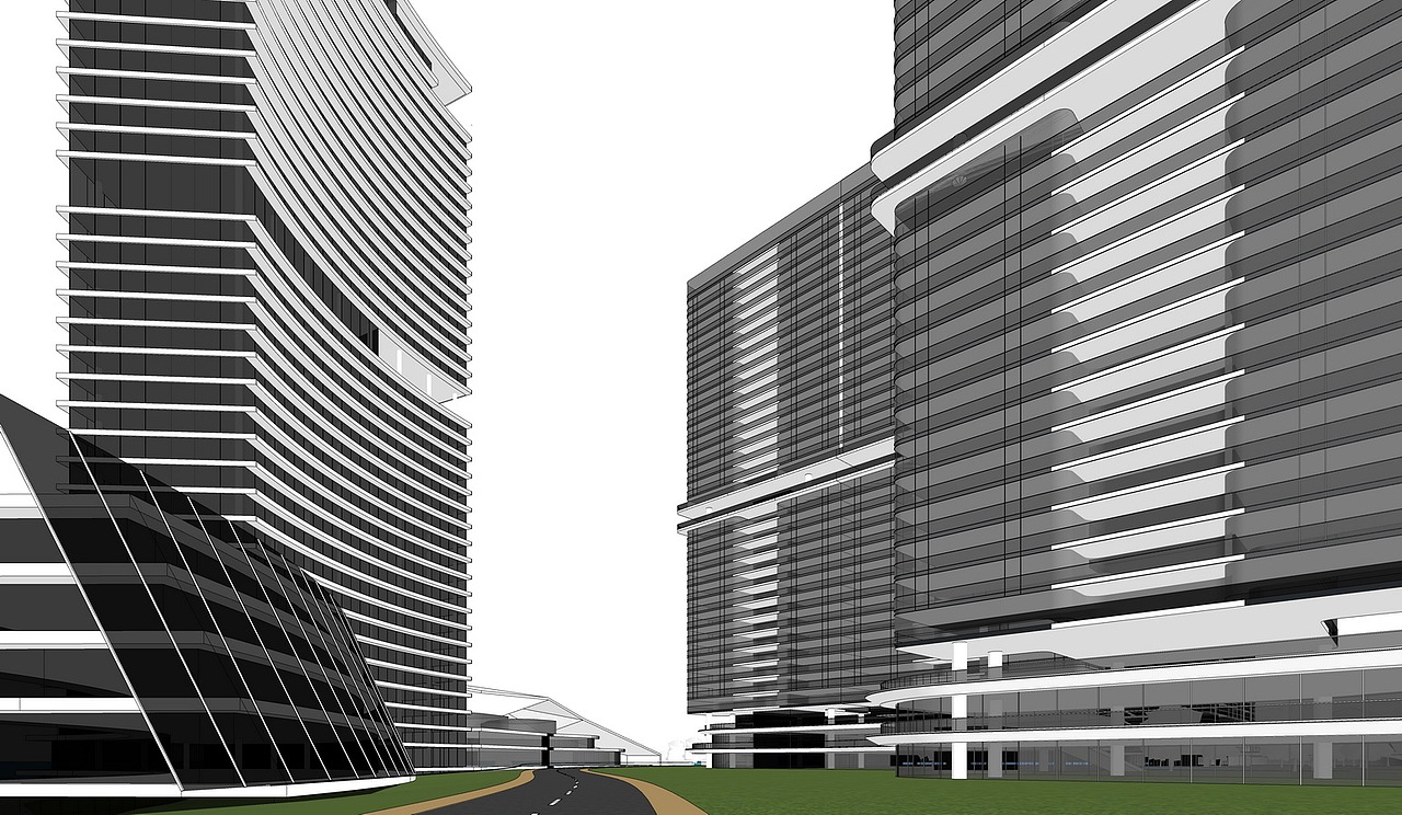 海洋综合体(住宅+商业+高层酒店)SU模型下载