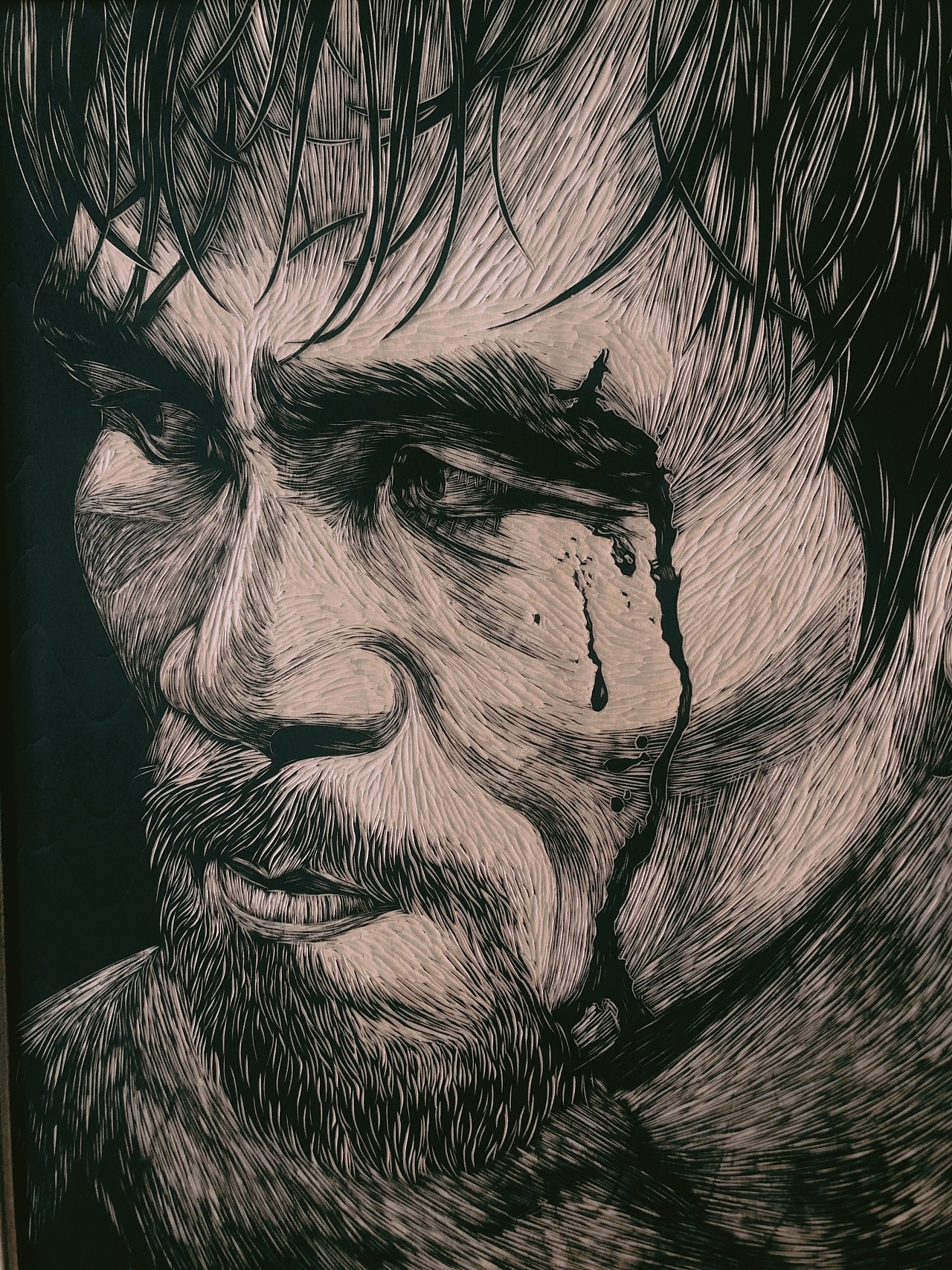 手工雕刻拳王【曼尼·帕奎奥】木刻版画