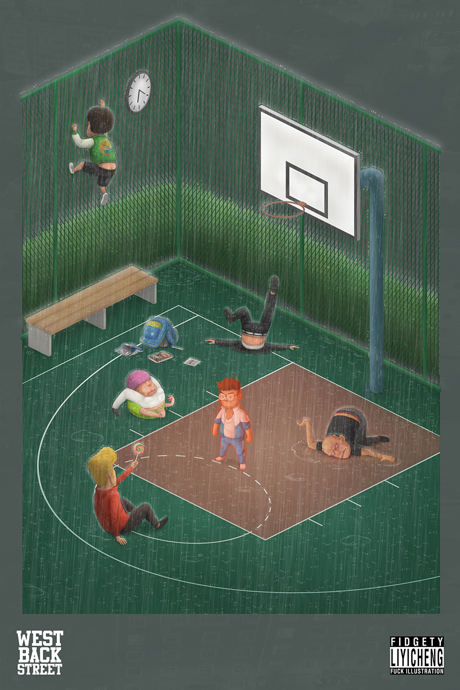篮球场绘画作品图片