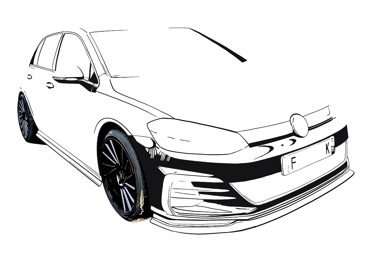 汽车手绘 高尔夫gti|插画|创作习作|拿画笔的ape - 原创作品 - 站酷