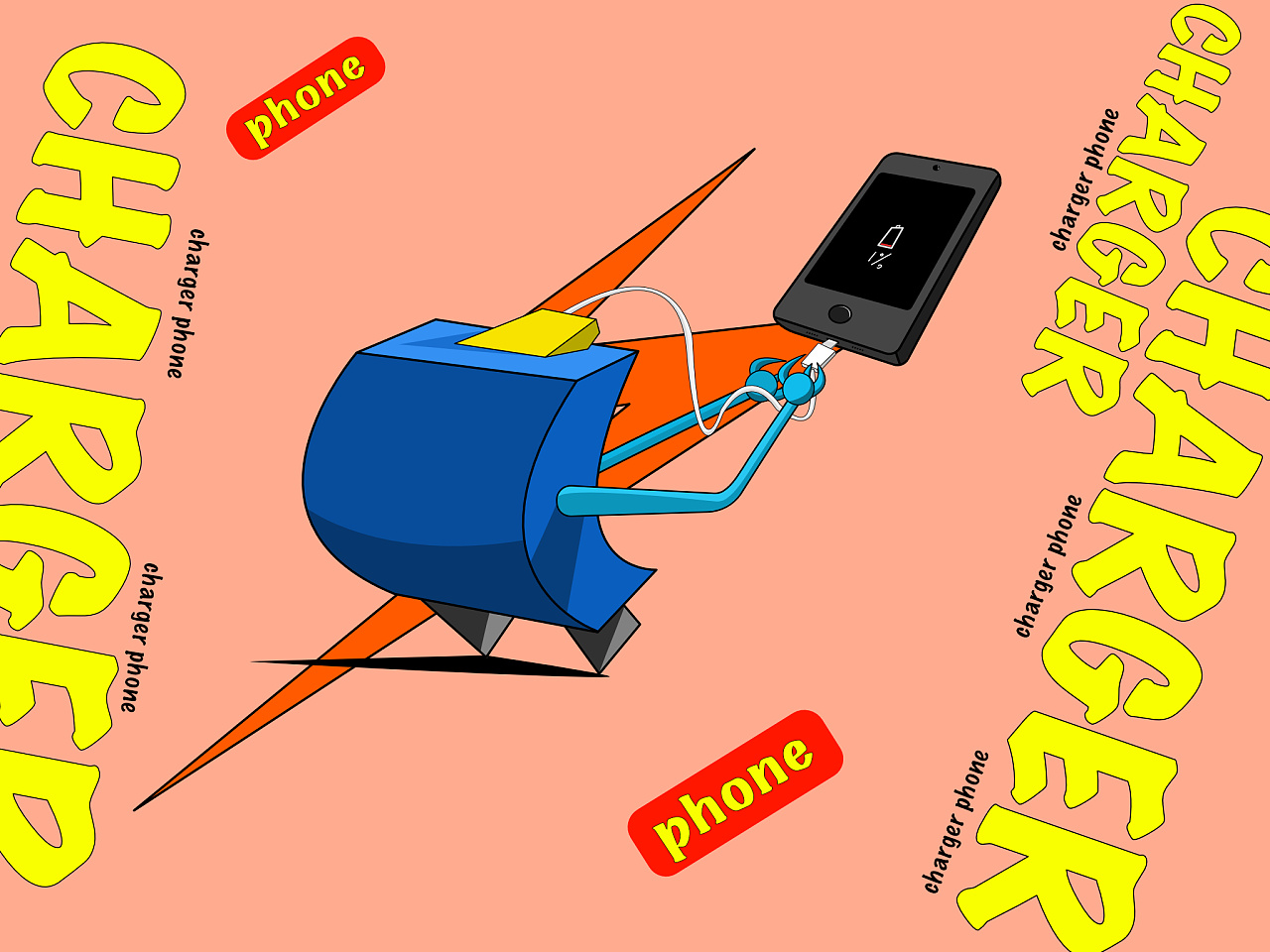 充电器|插画|商业插画|老祖搞插画 - 原创作品 - 站酷 (zcool)