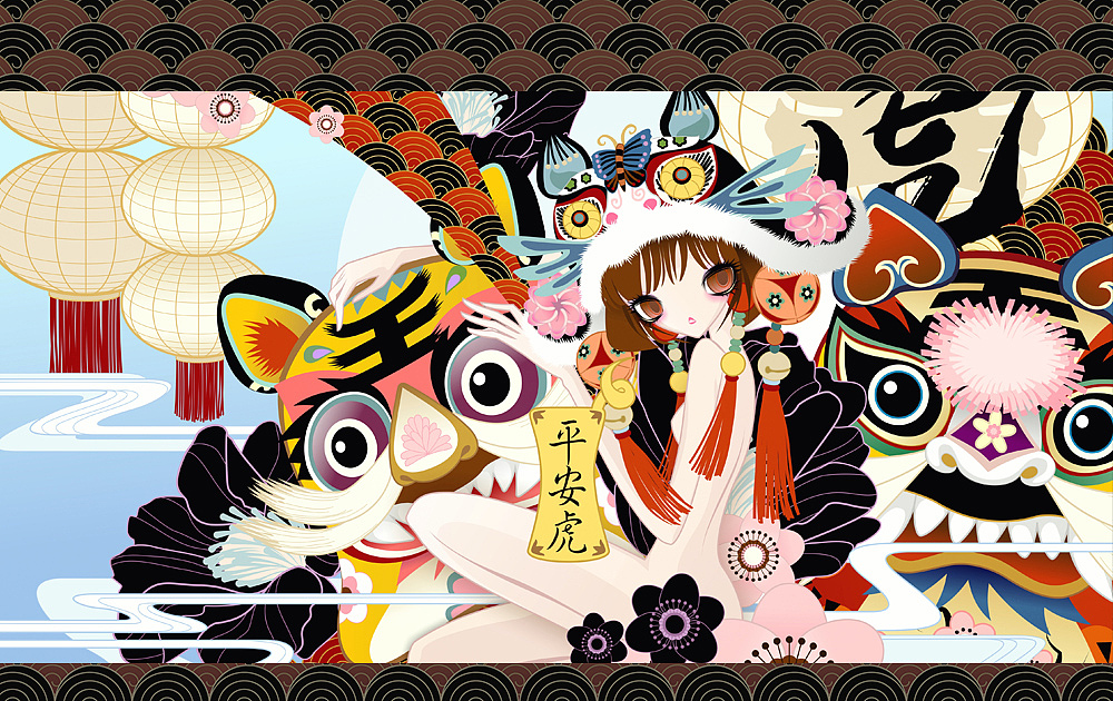 中国娘-虎（图ZMzI0OTUyNjQ=） - 商业插画 - 站酷设计师画画的欢叔原创素材 - 站酷ZCOOL
