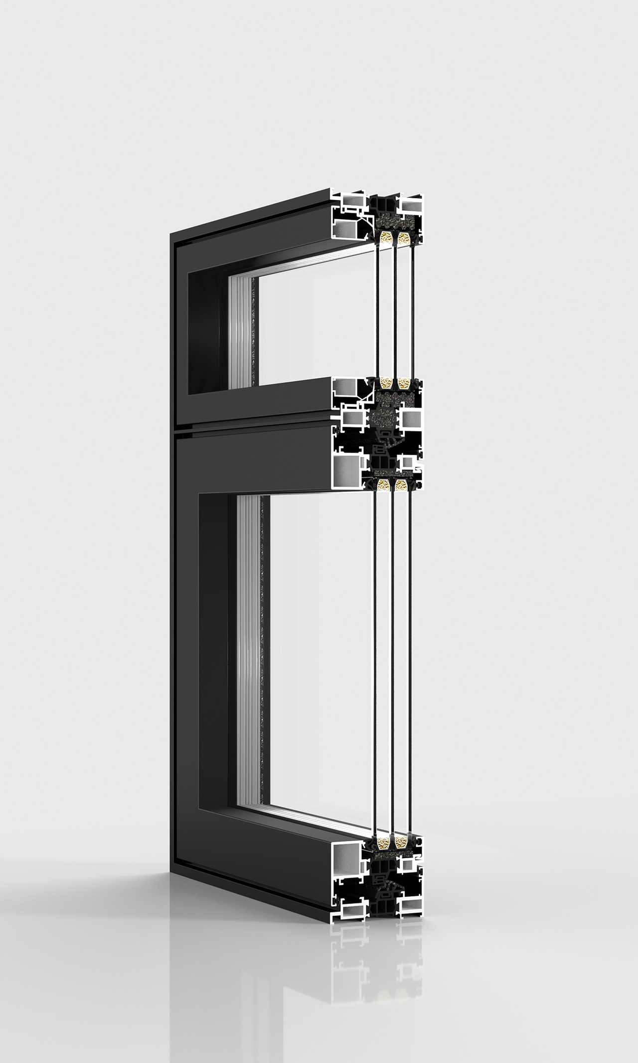 铝合金门窗横截面展示