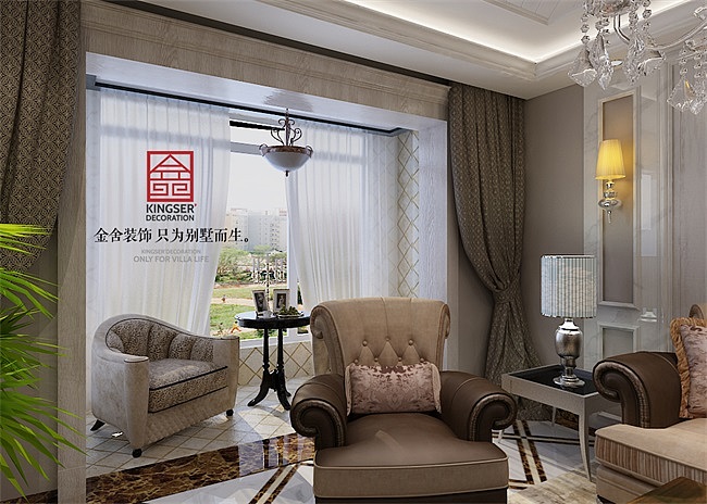 【万达装修】-124㎡三室两厅-新古典