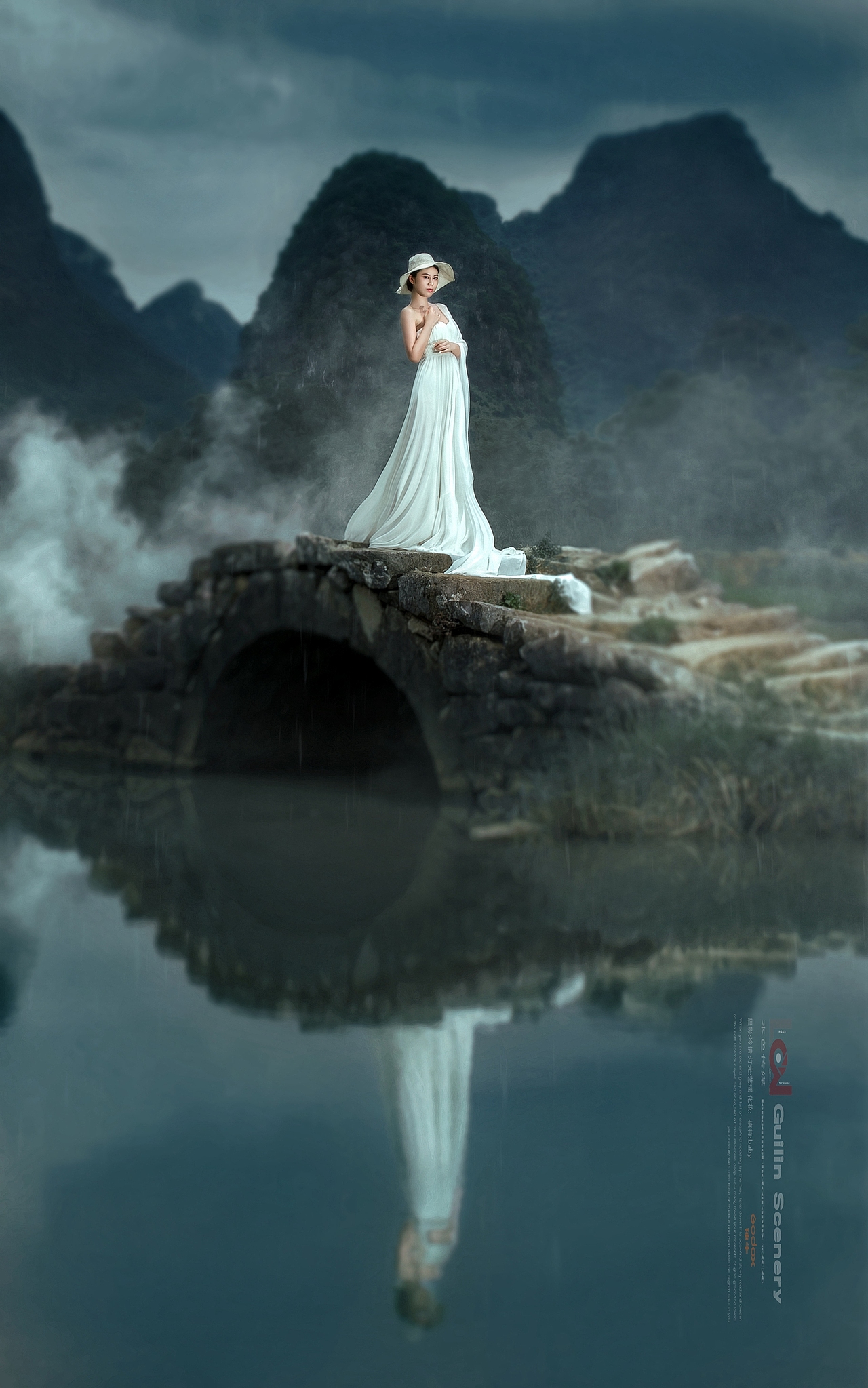 桂林山水环境人像