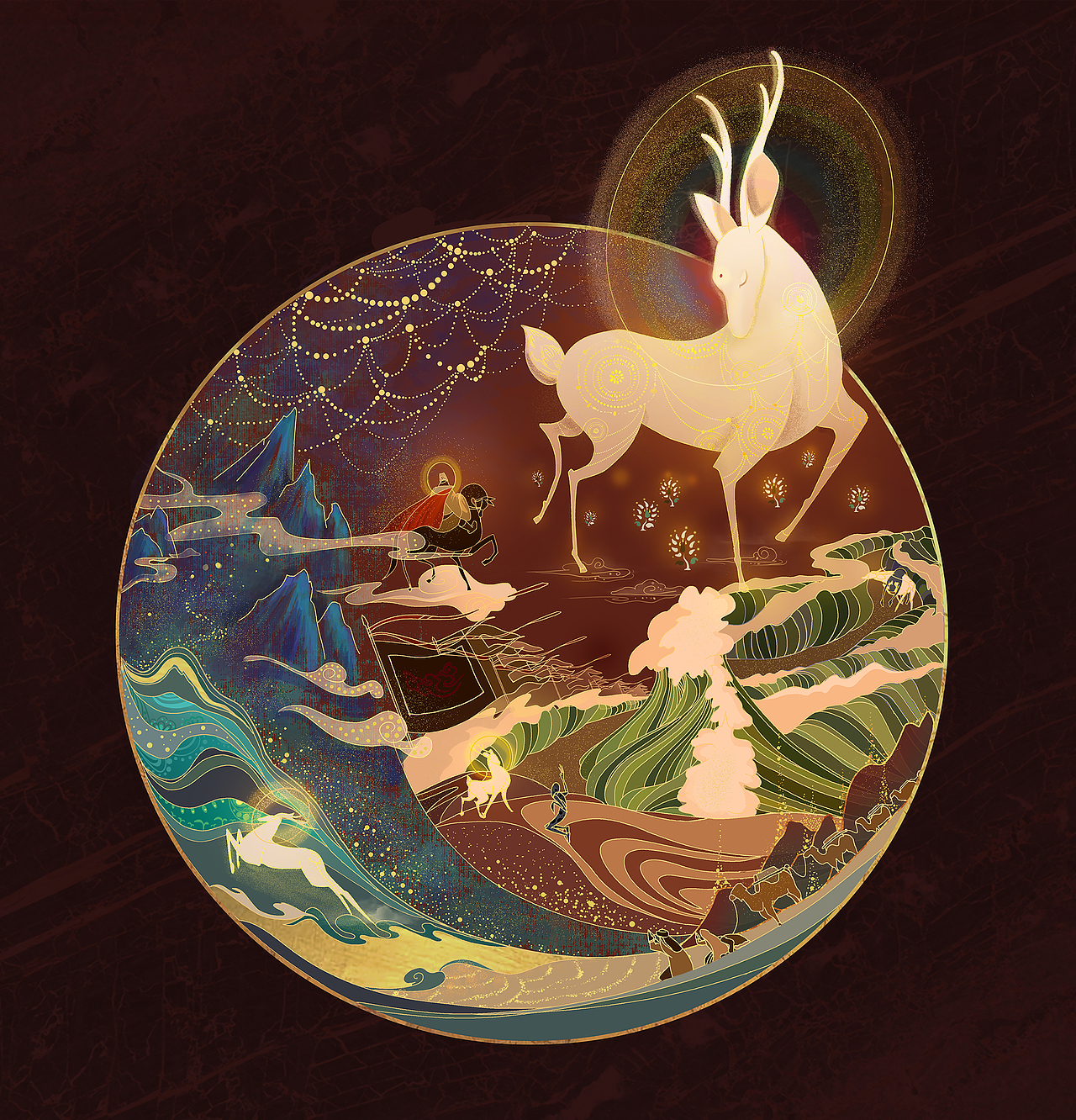 国风插画鹿王本生图