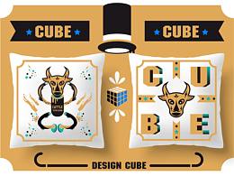 AI扁平化牛型图腾设计