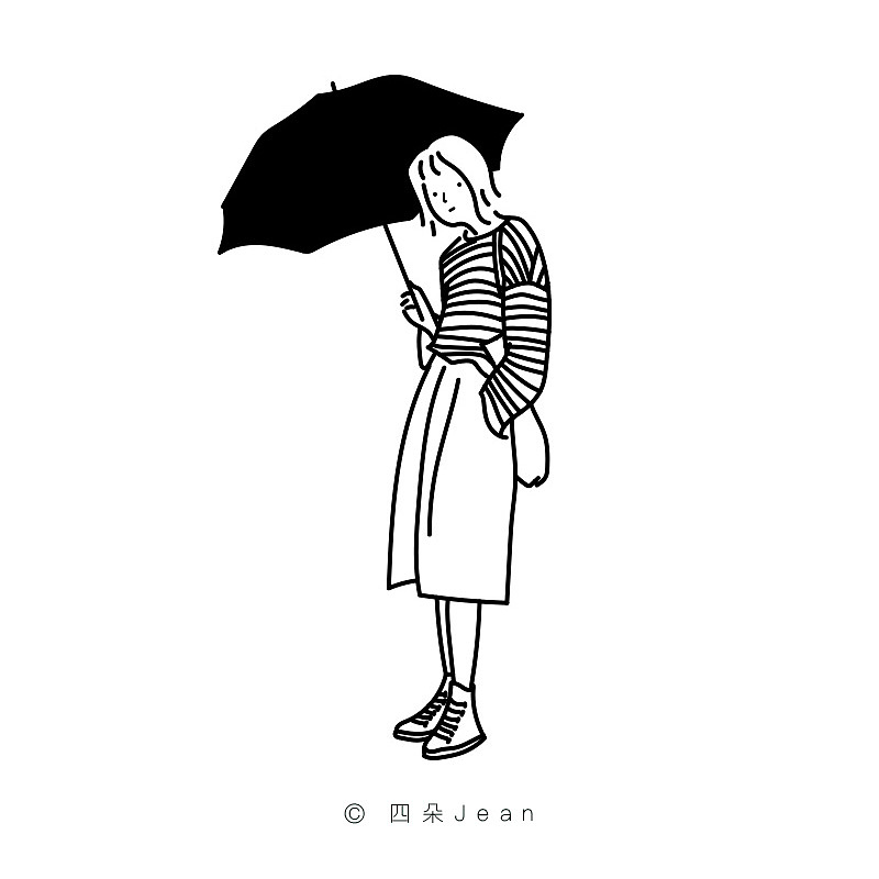 簡單線條風人物小插畫－女孩（圖ZMjAwNTY1Njg4） - 創(chuàng)作習作 - 站酷設(shè)計師四朵Jean原創(chuàng)素材 - 站酷ZCOOL