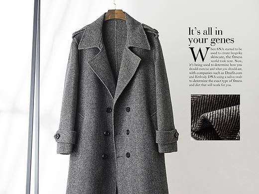 男装呢大衣拍摄 呢子大衣挂拍 平铺摆拍摄影 创意组合