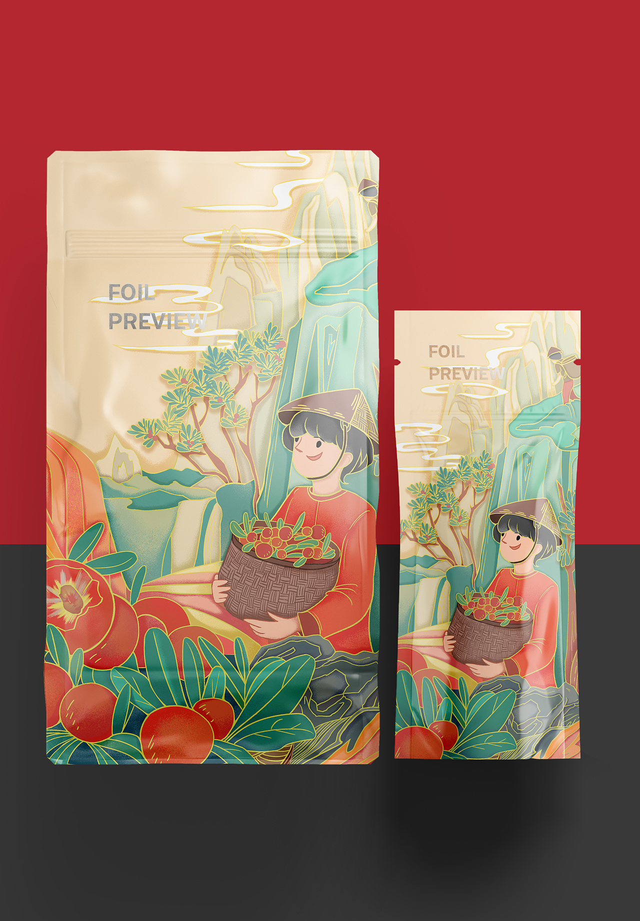 九制杨梅包装插画设计