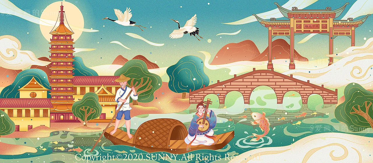 遇见历史古都/童年回忆/人生四季（图ZMjE3MjUxOTE2） - 商业插画 - 站酷设计师爱画画的Sunny原创素材 - 站酷ZCOOL