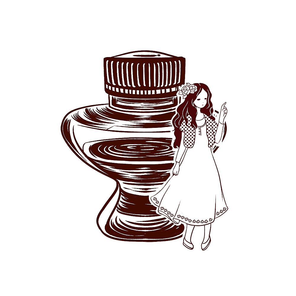 墨水瓶主题黑白插画（图ZMTEzMjI5OTEy） - 商业插画 - 站酷设计师合家欢阿欢原创素材 - 站酷ZCOOL