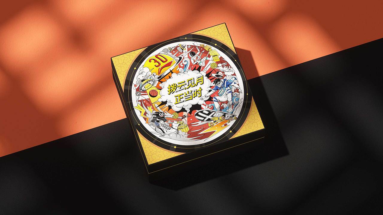 李宁30周年礼盒包装插画