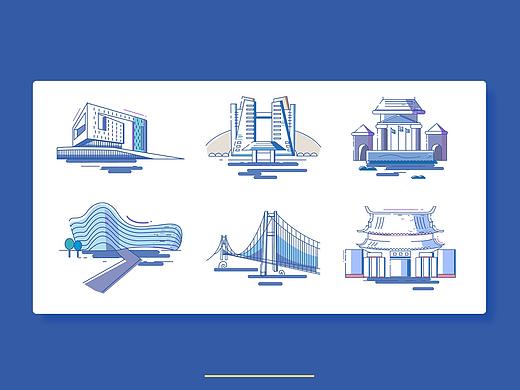 浙江舟山城市特色建筑图标设计