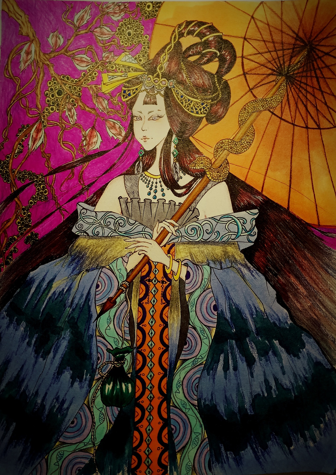 原创作品插画商业插画妖女