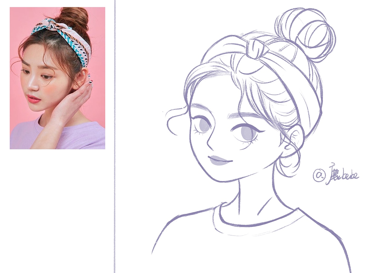 女生头像插画 线稿练习（图ZMjY5NjAxOTY4） - 创作习作 - 站酷设计师鹿bebe原创素材 - 站酷ZCOOL
