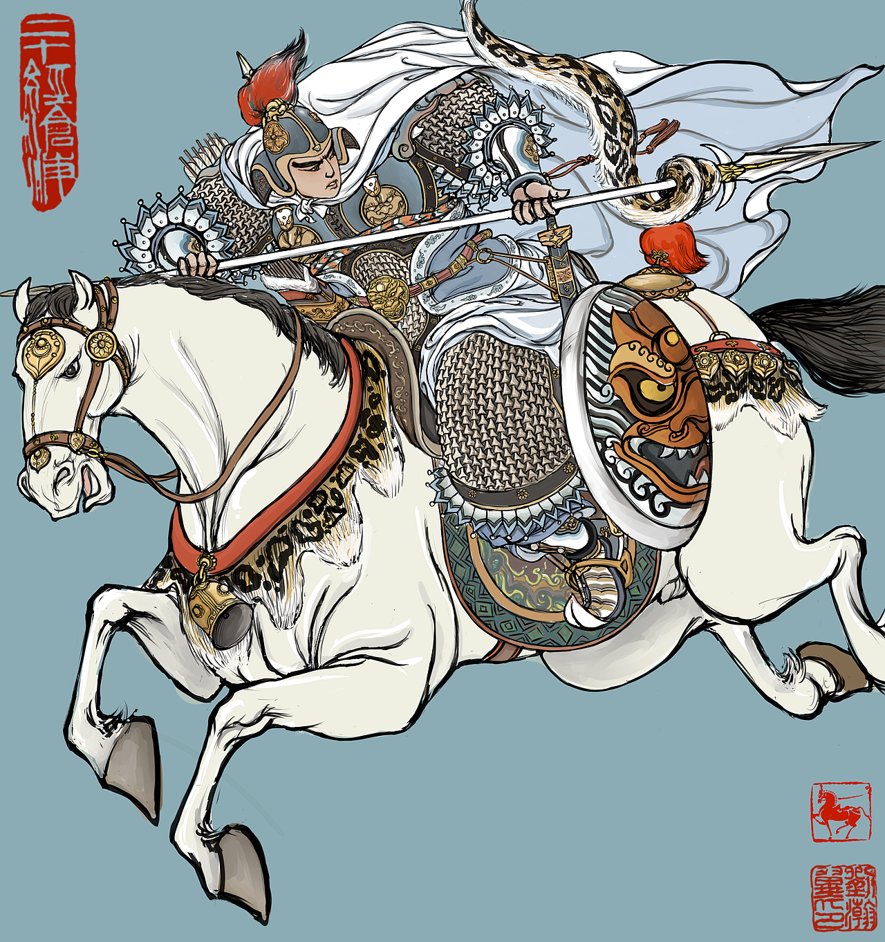 罗通扫北（图ZMjY0ODk5MTc2） - 艺术插画 - 站酷设计师中国传统武将绘本原创素材 - 站酷ZCOOL