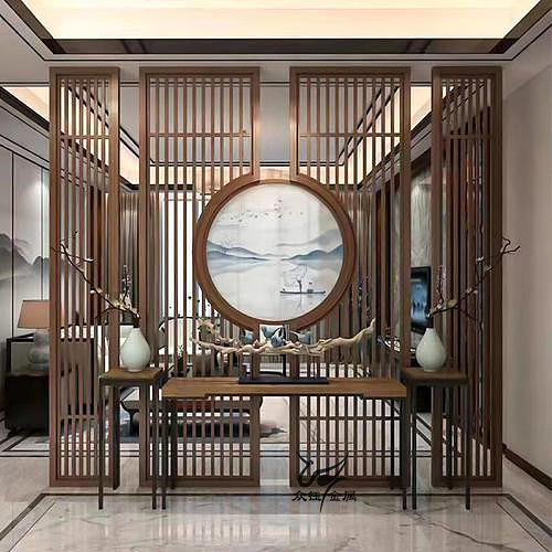 定制别墅室内铝雕屏风中式铝艺隔断古典玄关格栅