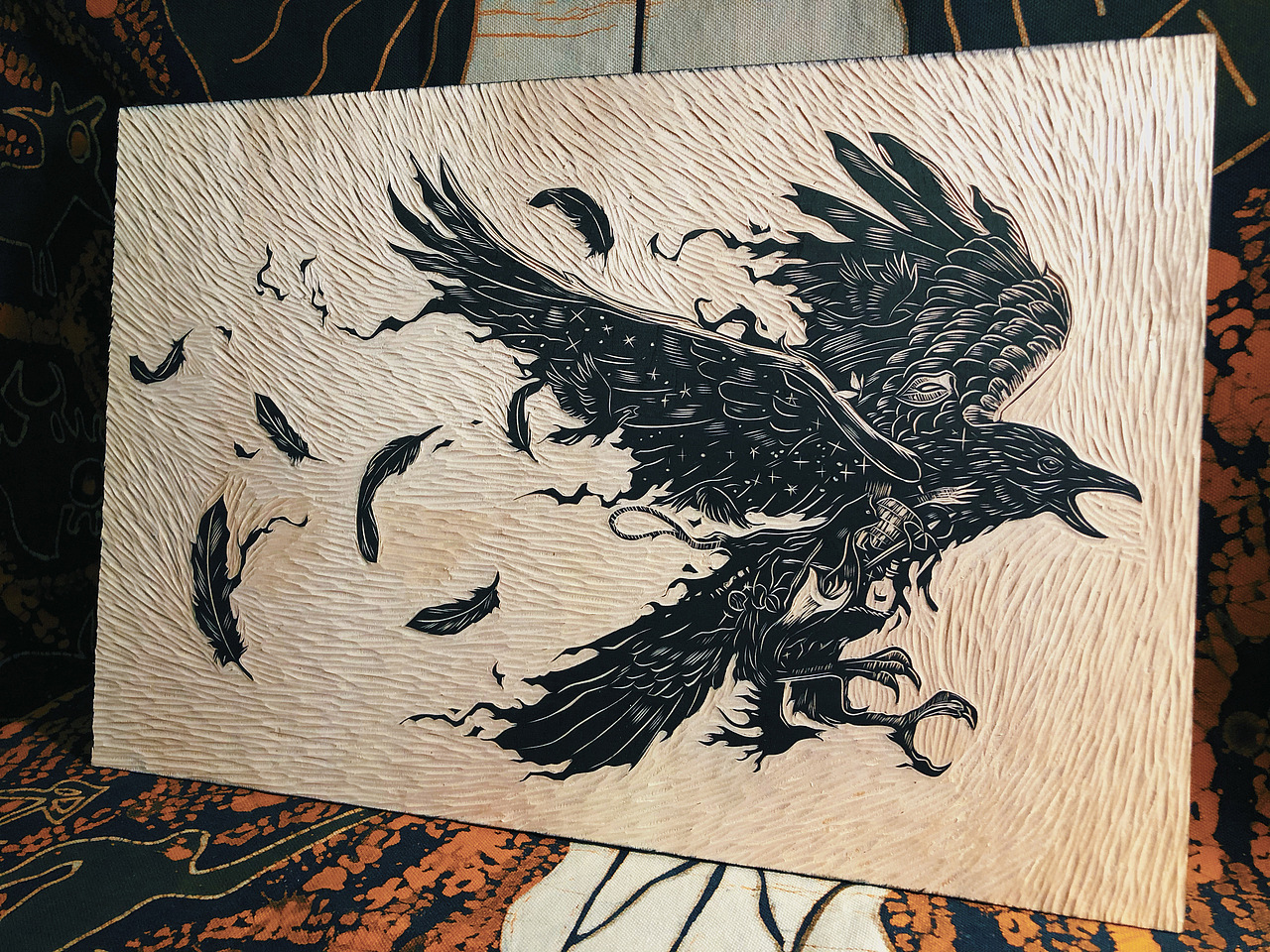 新作手工雕刻黑白木刻版画装饰画艺术品