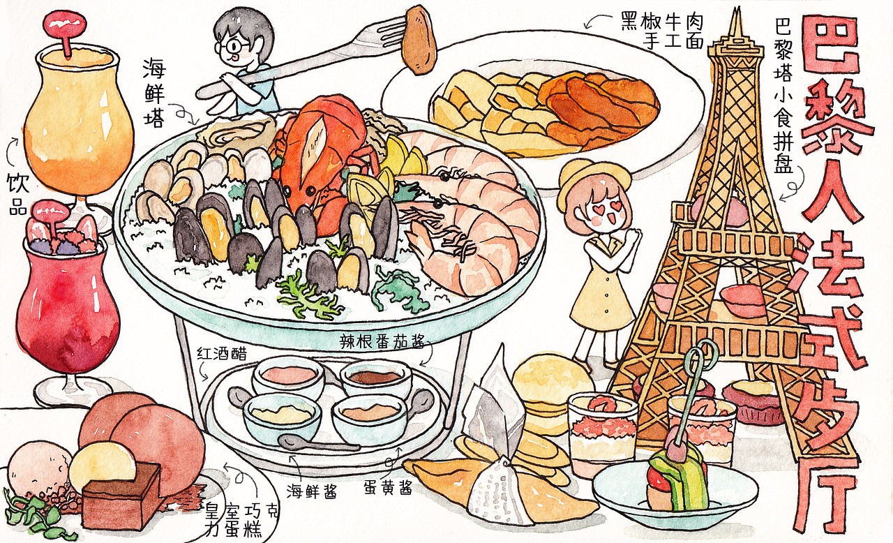 澳门美食水彩手账