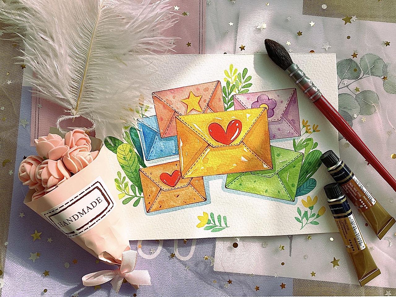 水彩信封（图ZMjQ3NTM1Mjcy） - 绘画 - 站酷设计师小米在画画原创素材 - 站酷ZCOOL