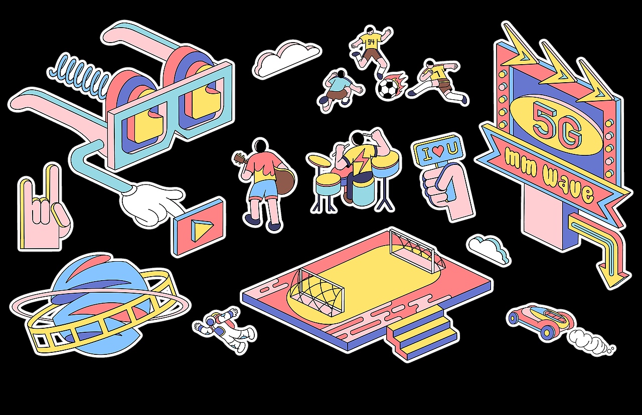 5G毫米波-释放未来无限可能（图ZMjQyMDg2NDY4） - 艺术插画 - 站酷设计师yoto独角子原创素材 - 站酷ZCOOL
