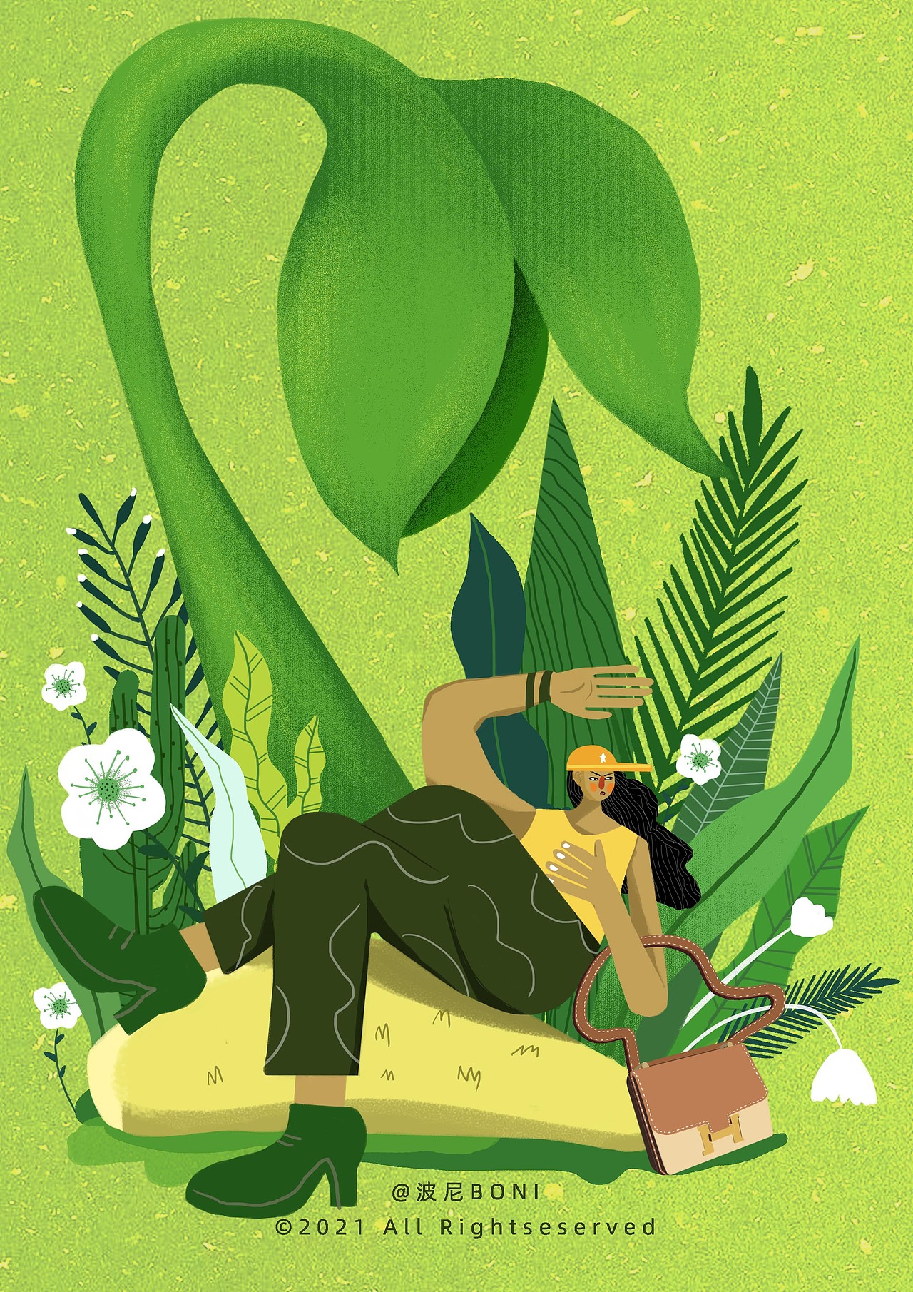 原创插画《乘凉》