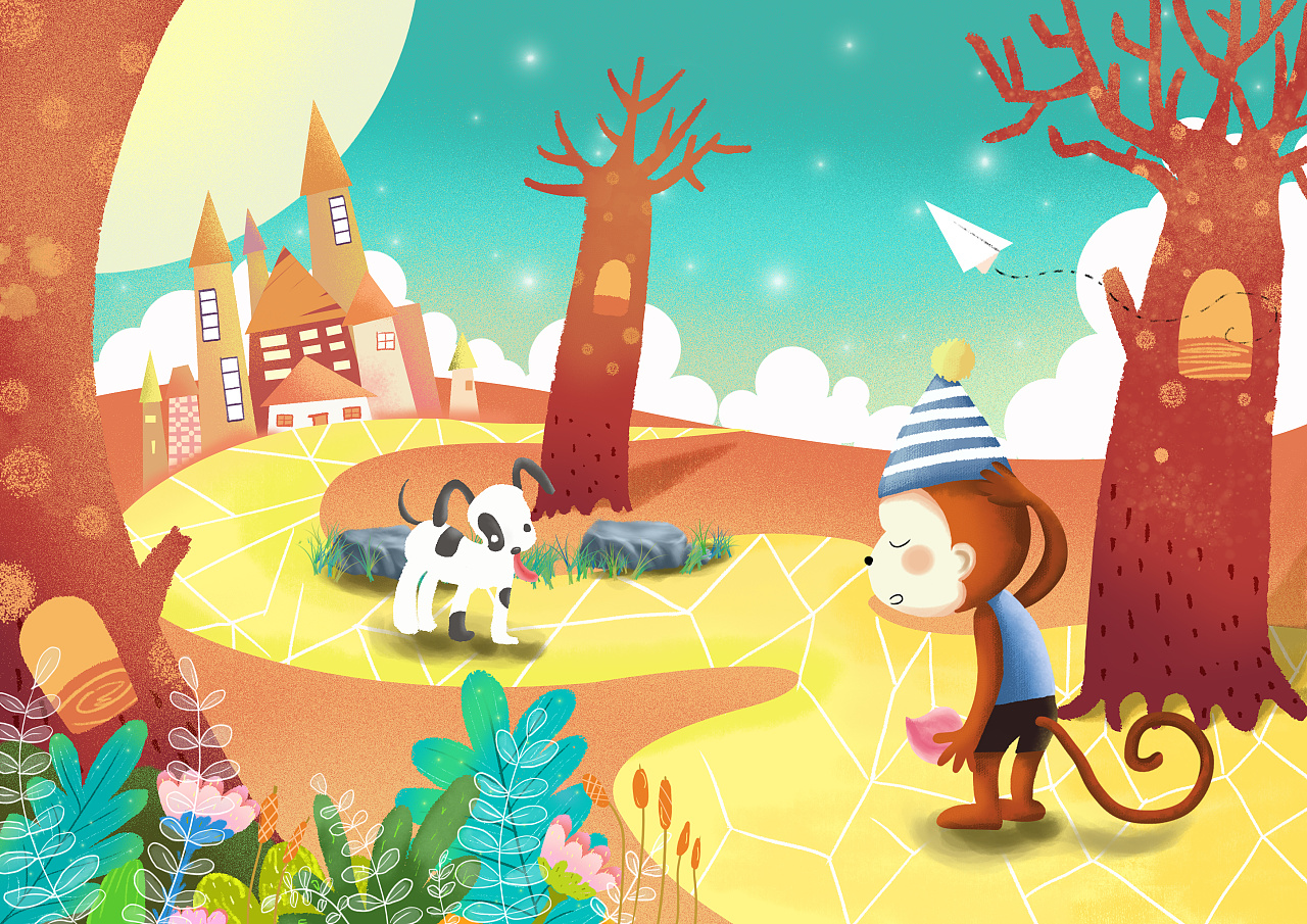 失落地走在回家的路上|插画|儿童插画|orange_大橙子 - 原创作品