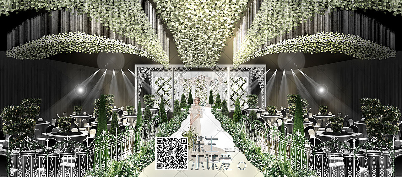 白绿色婚礼-PSD效果图（图ZMTAyNTQzOTU2） - 舞台美术 - 站酷设计师0米小念0原创素材 - 站酷ZCOOL