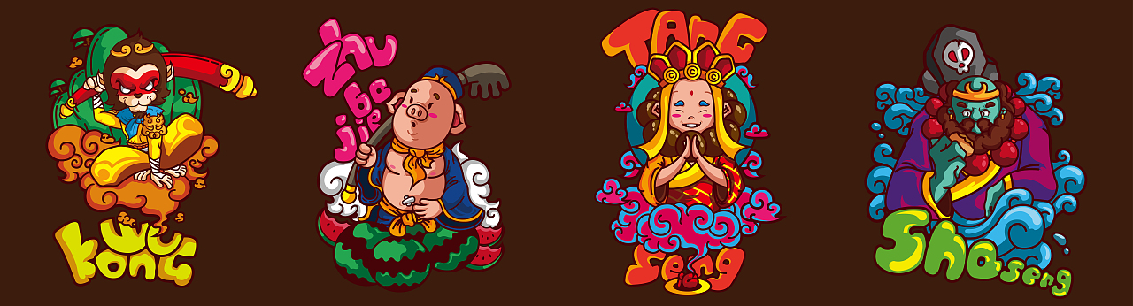 西游记（图ZNDU4NjI4NTY=） - 新锐潮流插画 - 站酷设计师大黄豆原创素材 - 站酷ZCOOL