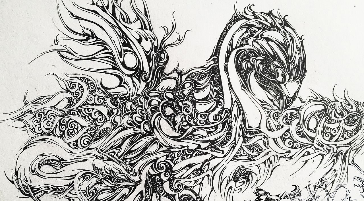 混沌——黑白线条插画习作（图ZMTM3MDY4ODg0） - 创作习作 - 站酷设计师非衣亭原创素材 - 站酷ZCOOL