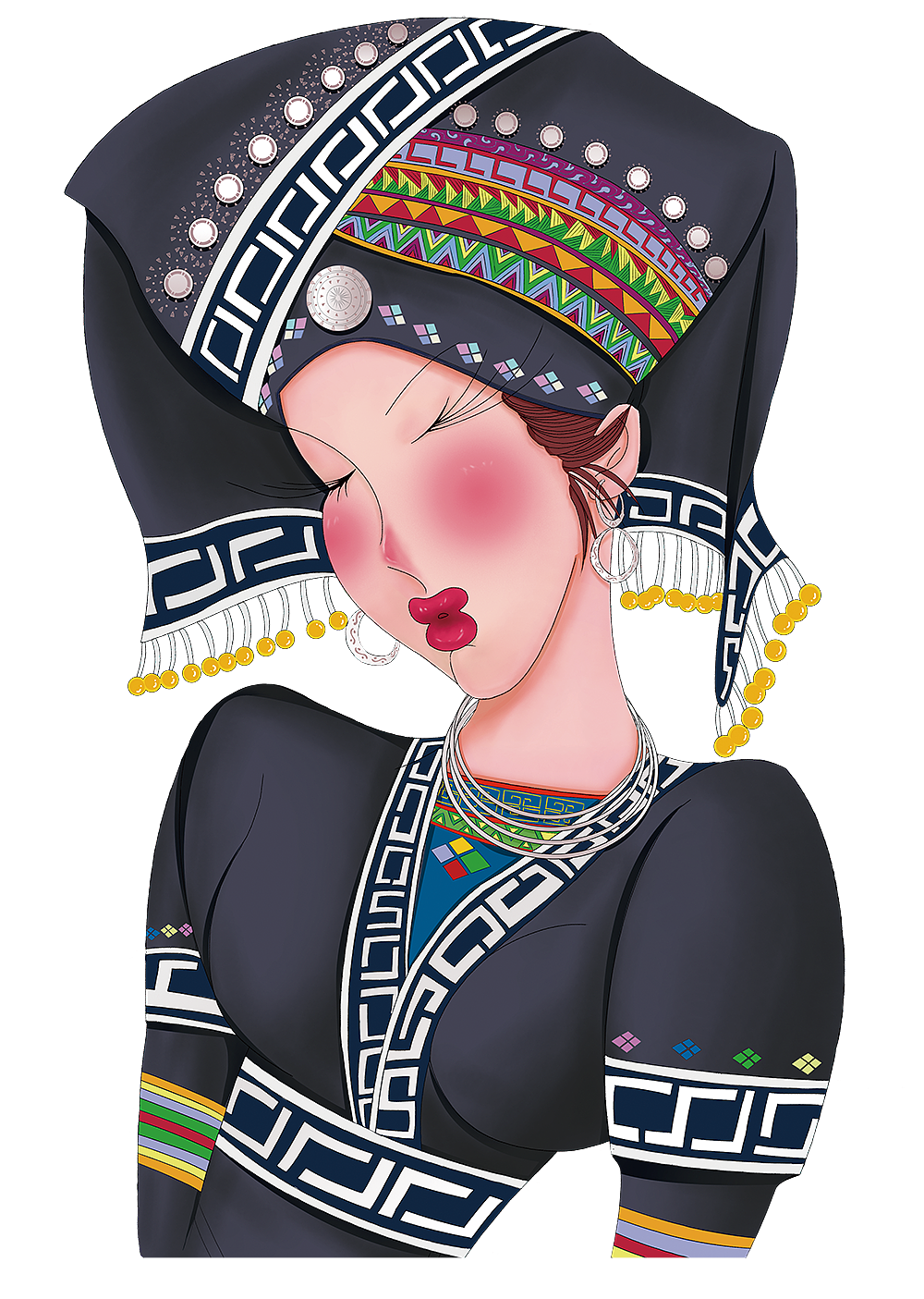 巨灵设计:云南少数民族少女插画设计