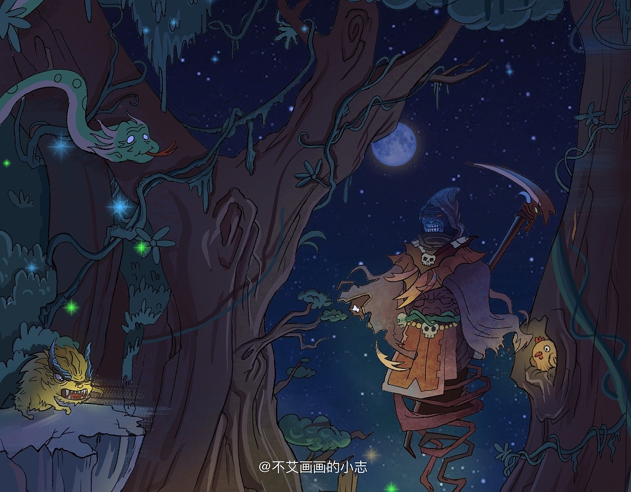 《生老病死》主题插画