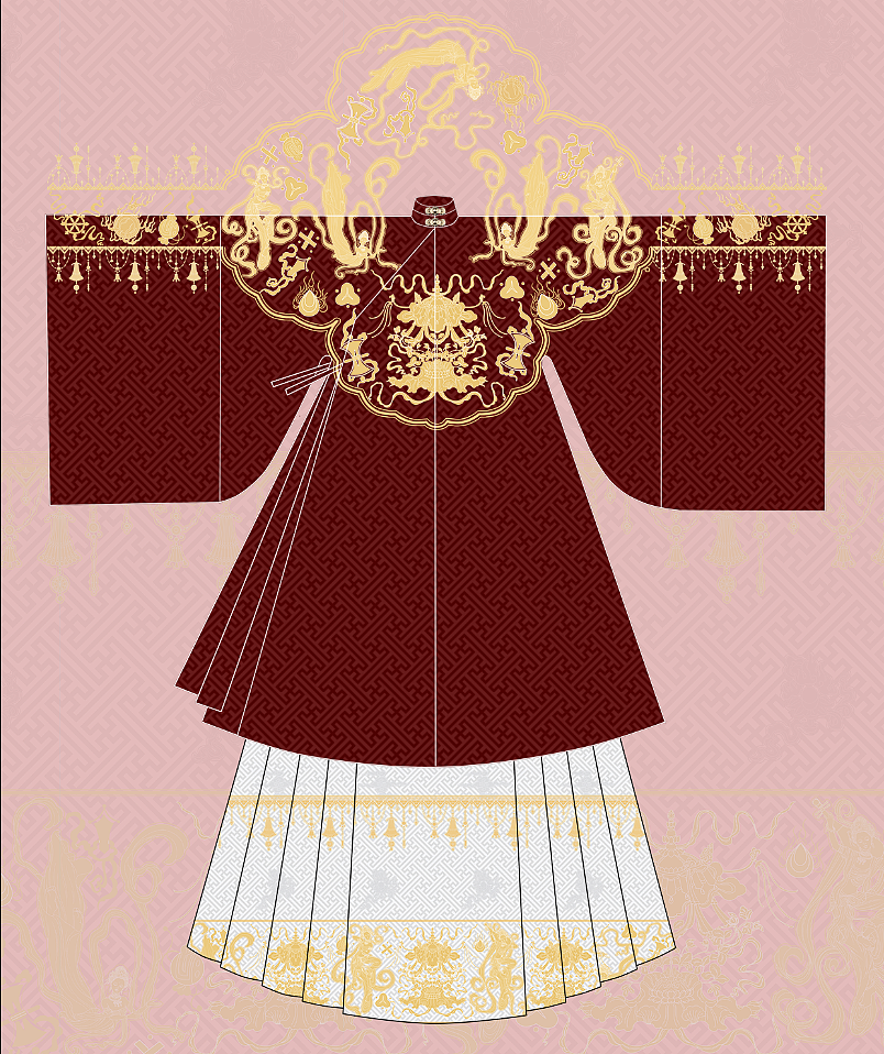 轻鸿呀原创汉服设计织金马面敦煌飞天