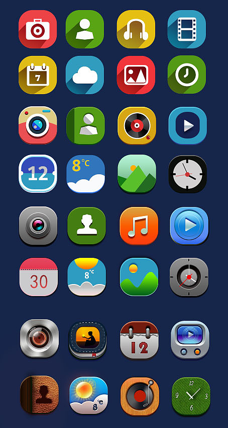 【原创】伪扁平icon和水晶图标系列