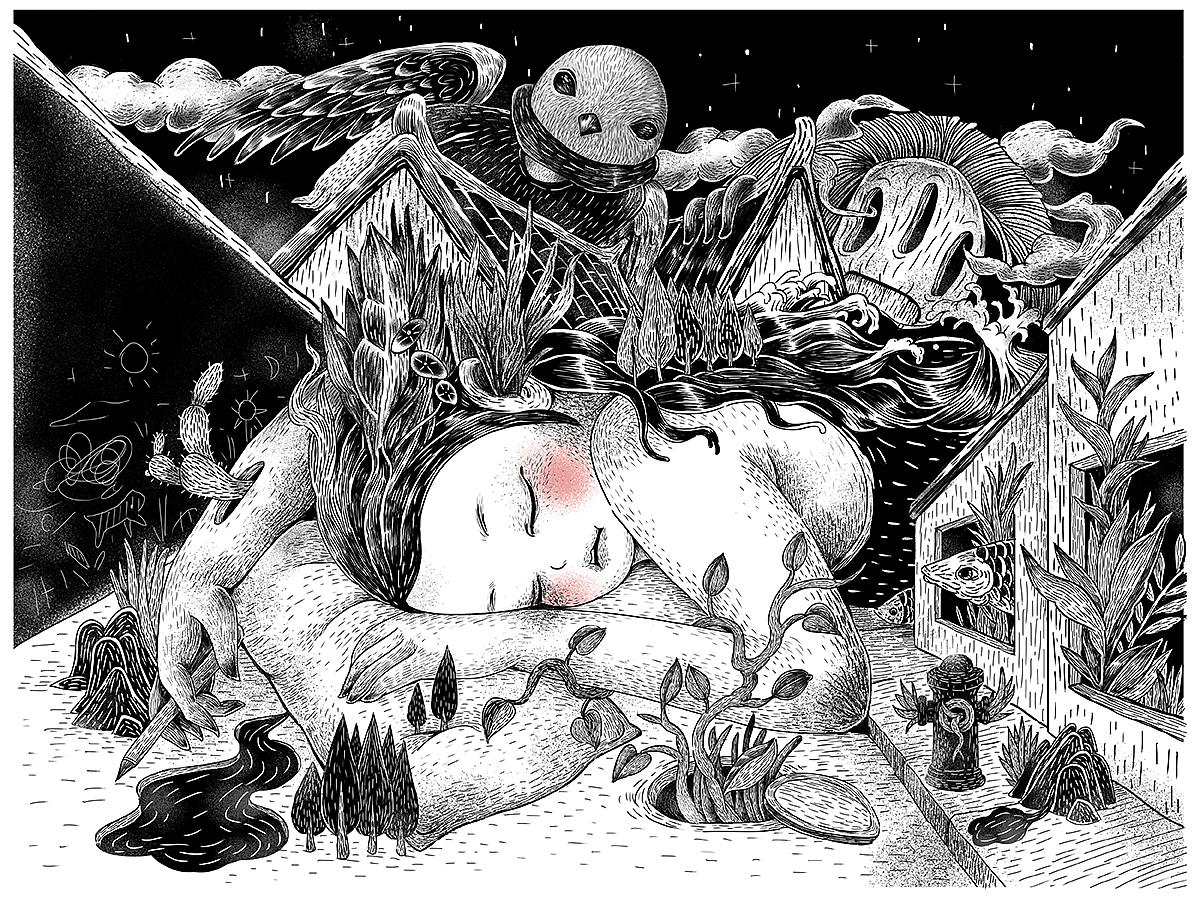 梦1（图ZNDExMDIyMzY=） - 商业插画 - 站酷设计师插画师傅逗原创素材 - 站酷ZCOOL