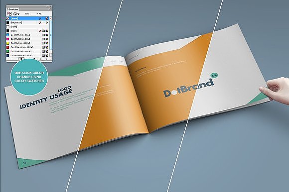 绿色创意横板企业画册模板